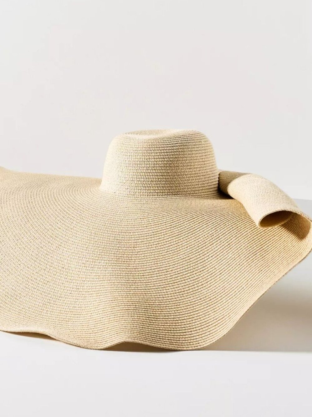 Khaki Super Wide Brim Straw Hat Wired Edge Floppy Brown NWT